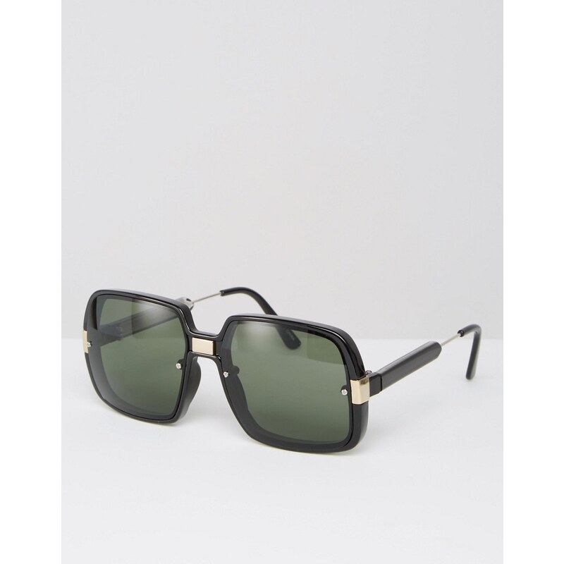 Spitfire - Oversize-Sonnenbrille in eckiger Form, in Schwarz - Schwarz