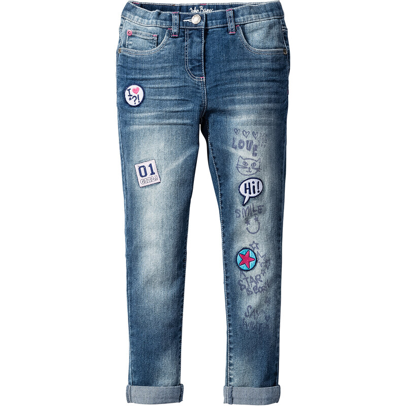 John Baner JEANSWEAR Skinny Jeans mit Applikationen, Gr. 116-170 in blau für Mädchen von bonprix