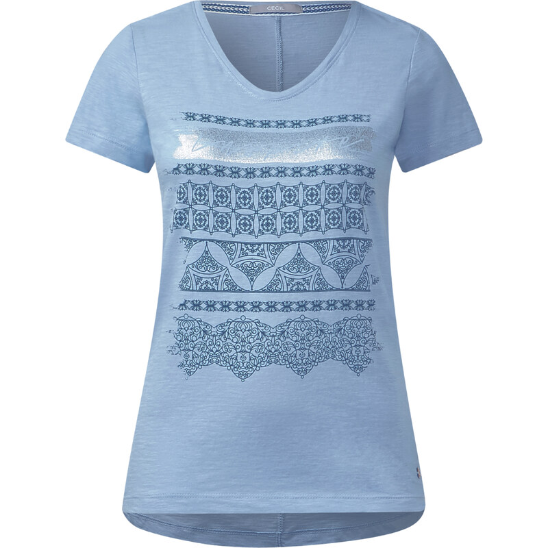 Cecil Shirt mit Ornamentstreifen - arctic blue, Herren