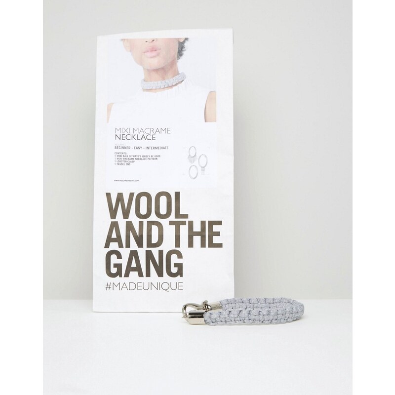 Wool and the Gang Wool & The Gang Set zum Selbermachen für eng anliegendes Halsband aus Mixi-Makramee - Grau