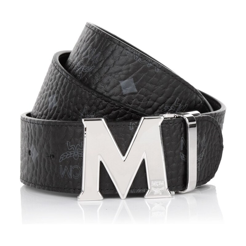MCM Kleinleder - Visetos Round Silver M Buckel Belt 110 Black - in schwarz aus Gürtel-Kunstleder - Kleinleder für Damen
