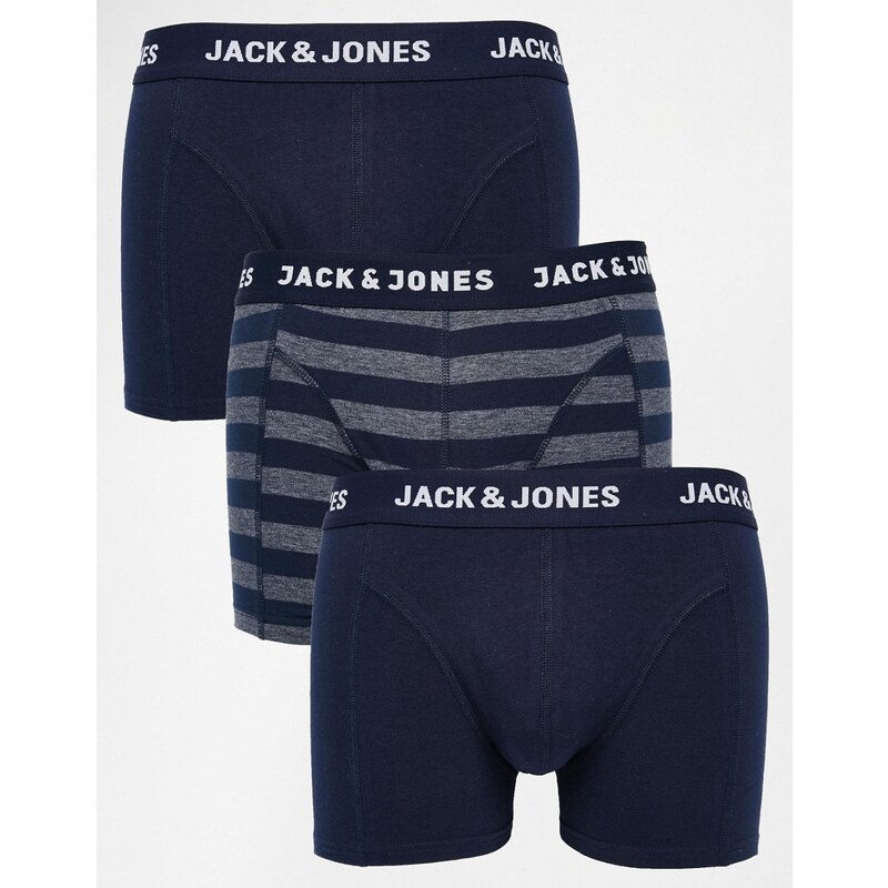 Jack & Jones - Unterhosen mit Streifen im 3-er Pack - Blau