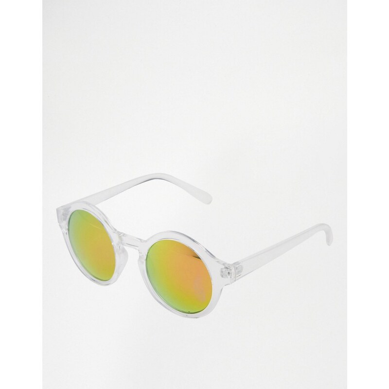 Pieces - Transparente, runde Sonnenbrille mit verspiegelten Gläsern - Transparent