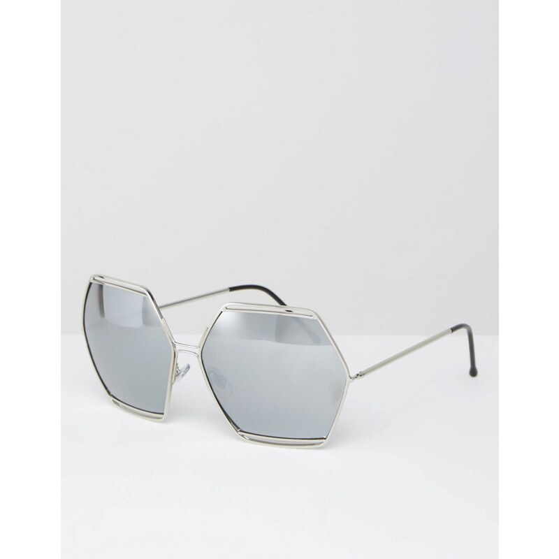 Spitfire - Achteckige Sonnenbrille mit verspiegelten Gläsern - Silber
