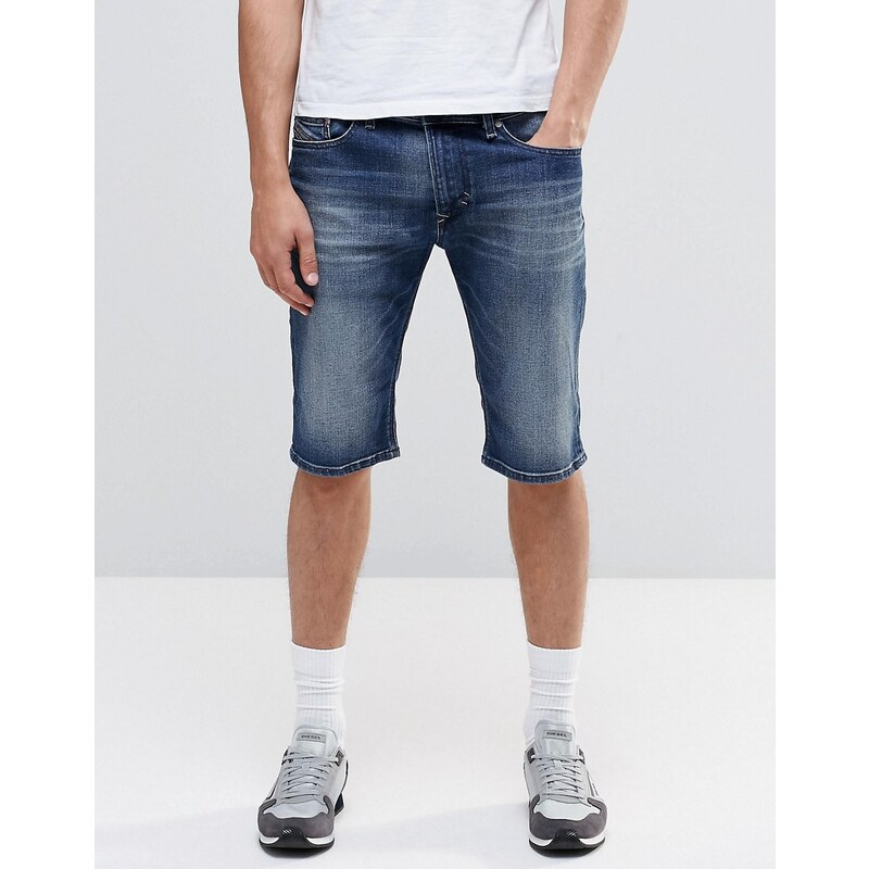 Diesel - Schmale Shorts in dunkler Thashort Vintage-Waschung - Blau