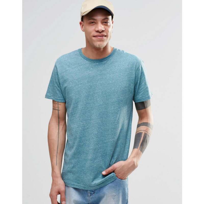 Cheap Monday - Blaugrün meliertes Standard-T-Shirt mit Streifen - Blau