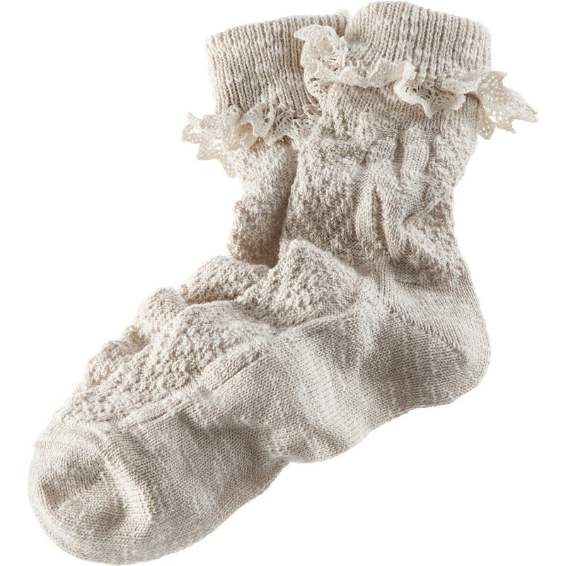 Große Größen: Trachten-Socken Damen mit zarter Spitze, natur, Gr.36/38-39/41