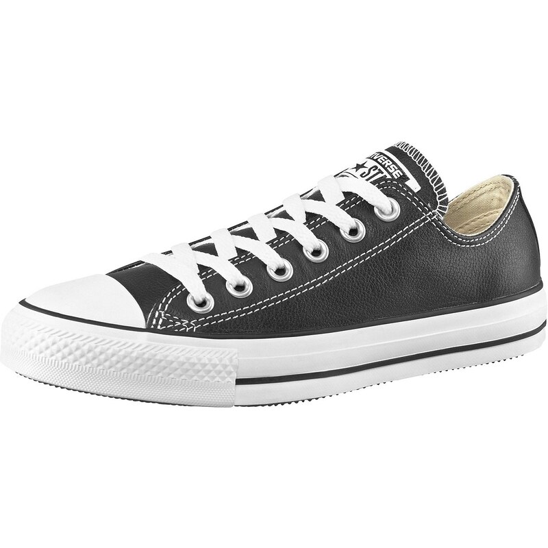 Große Größen: Converse All Star Basic Leather Ox Sneaker, Schwarz, Gr.36-45