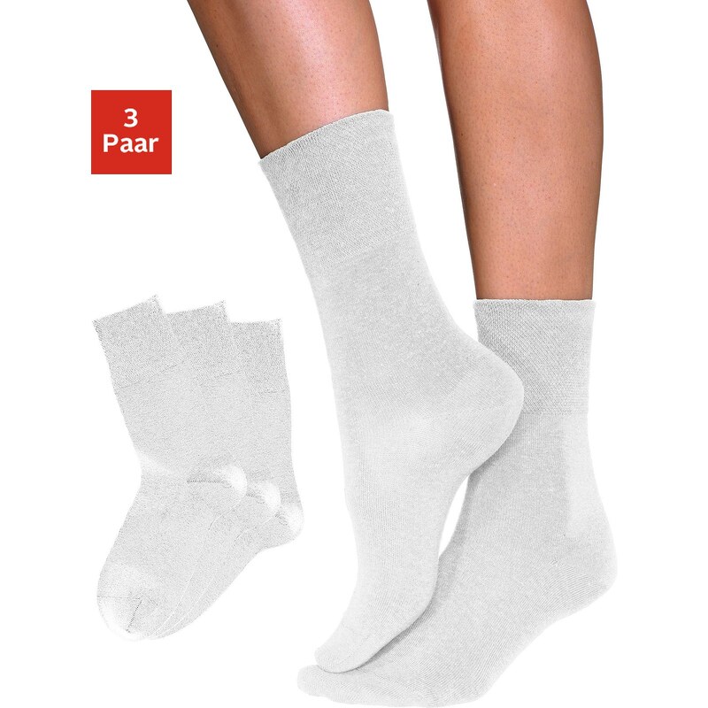 Große Größen: Rogo Diabetiker-Socken (3 Paar) für sehr empfindliche Füße, 3x weiß, Gr.35-38-43-46