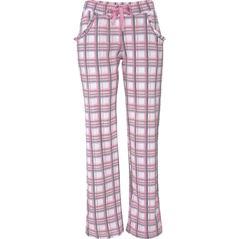 Große Größen: LASCANA Pyjamahose aus weichem Singlejersey, rosa kariert, Gr.32/34-44/46