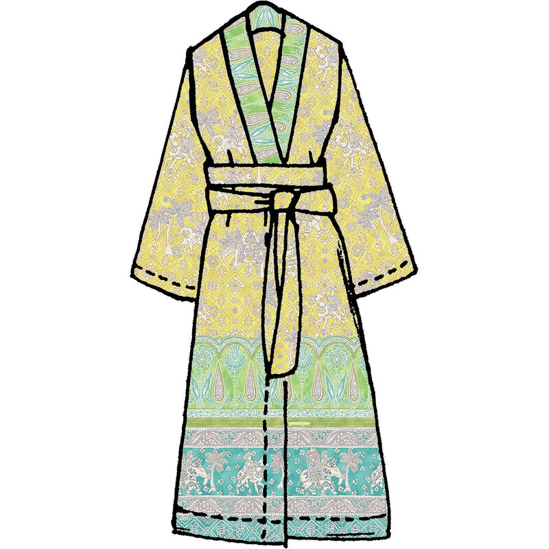 Große Größen: Kimono, Bassetti, »Jasmine«, mit orientalischen Motiven, gelb, Gr.S/M-S/M