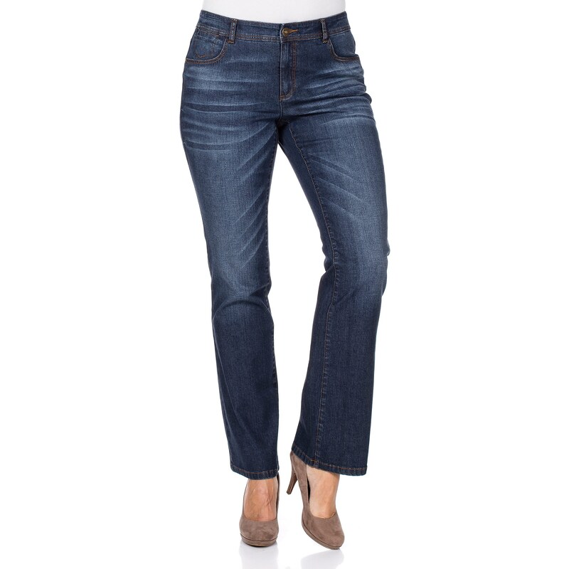 Große Größen: sheego Denim Bootcut-Stretch-Jeans ?Maila?, dark blue denim, Gr.40-58