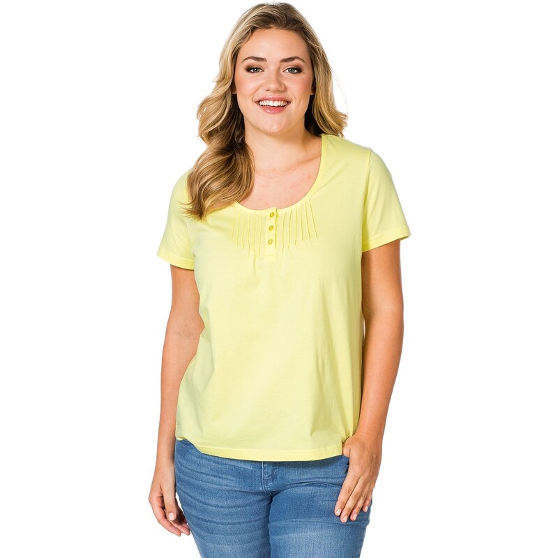 Große Größen: sheego Casual T-Shirt mit Biesen, gelb, Gr.40/42-48/50