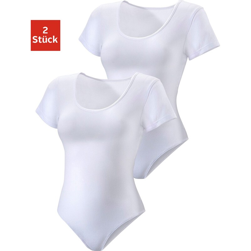 Große Größen: Vivance Active T-Shirt-Body (2 Stück), 2x weiß, Gr.32/34-48/50