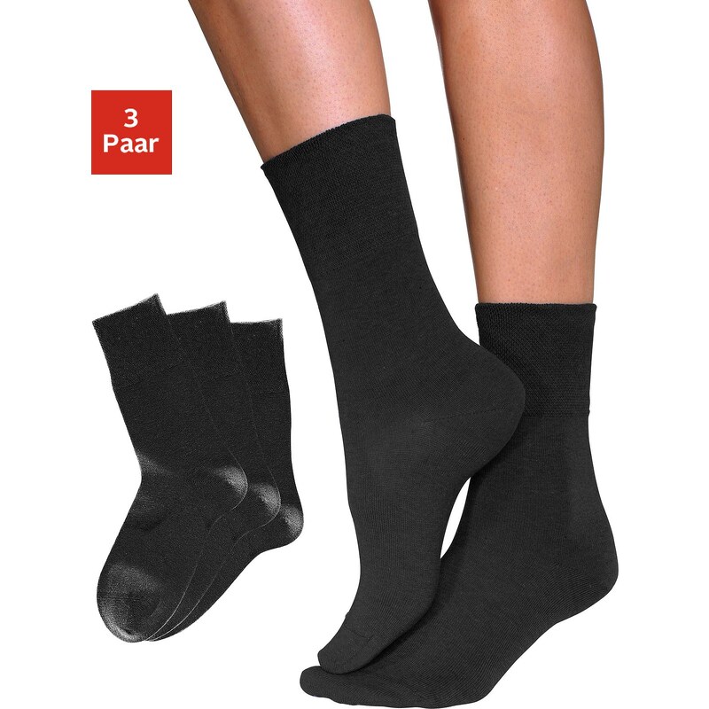 Große Größen: Rogo Diabetiker-Socken (3 Paar) für sehr empfindliche Füße, 3x schwarz, Gr.35-38-43-46