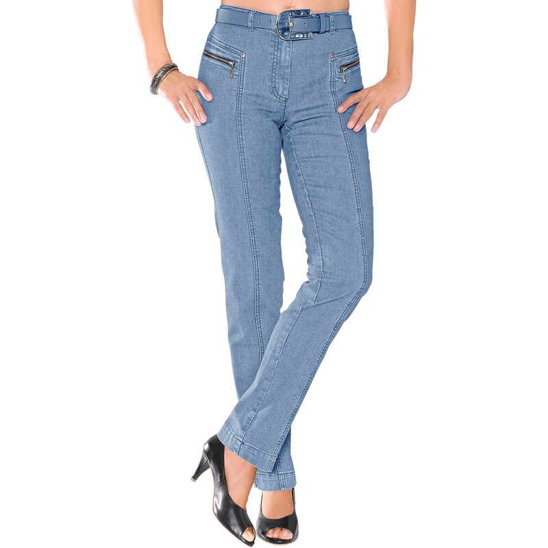 Große Größen: Stehmann Jeans mit optisch streckenden Ziernähte, blue-bleached, Gr.36-54