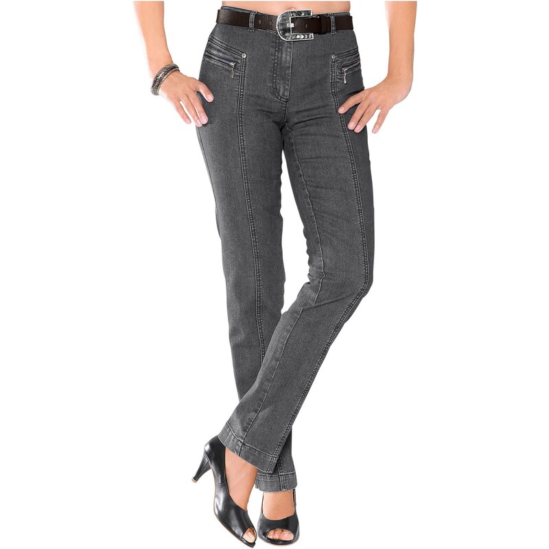 Große Größen: Stehmann Jeans mit optisch streckenden Ziernähte, grau, Gr.36-54