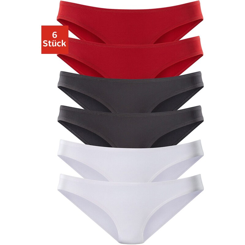 Große Größen: Vivance Active sportliche Microfaser-Bikinislips (6 Stück), 2x rot + 2x schwarz + 2x weiß, Gr.32/34-48/50