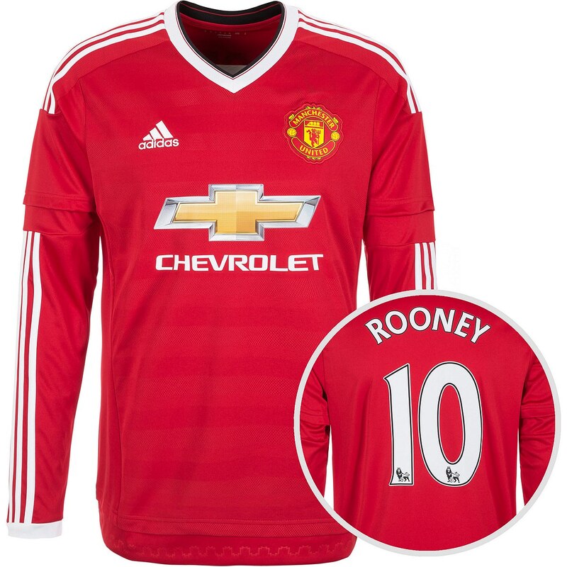 Große Größen: adidas Performance Manchester United Trikot Home Rooney 2015/2016 Herren, rot / weiß, Gr.XL - 58-XXL - 62