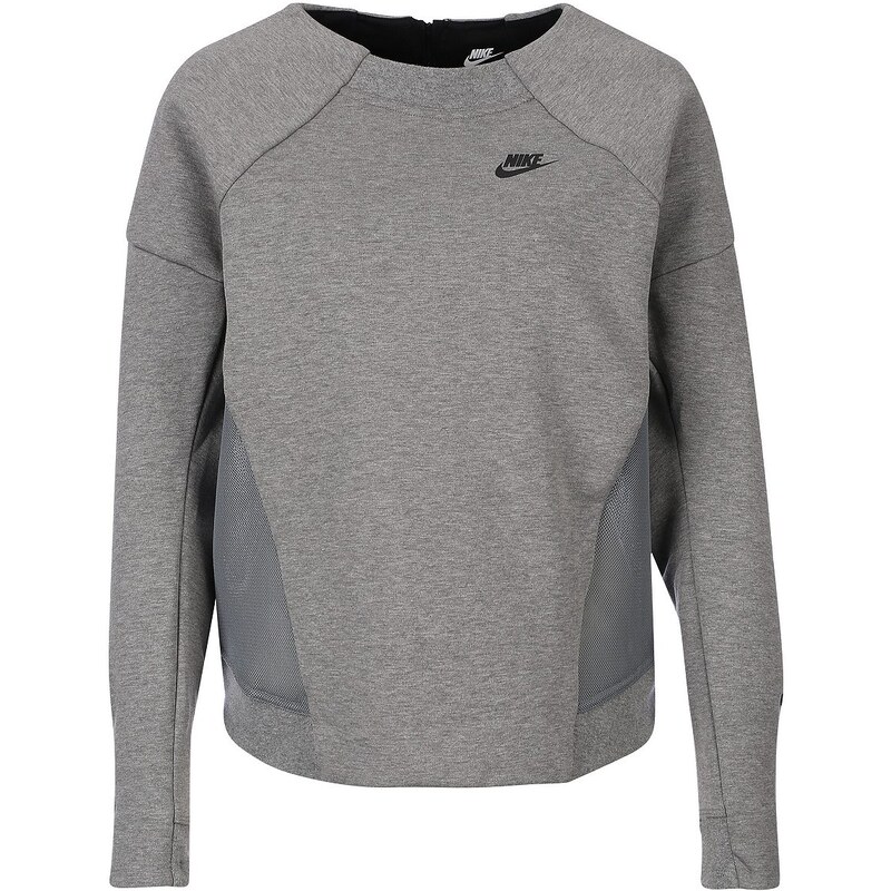 Große Größen: Nike Sportswear Tech Fleece Mesh Crew Sweatshirt Damen, grau / schwarz, Gr.L - 44/46-M - 40/42