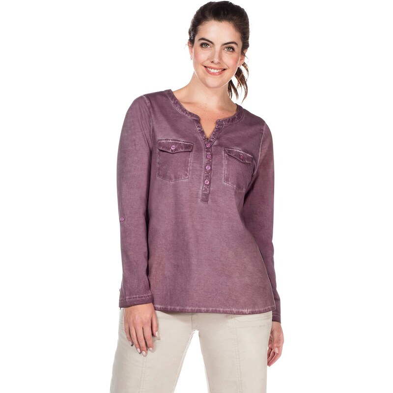 Große Größen: sheego Casual Shirt in angesagter Oil-washed-Optik, purpur, Gr.40/42-52/54