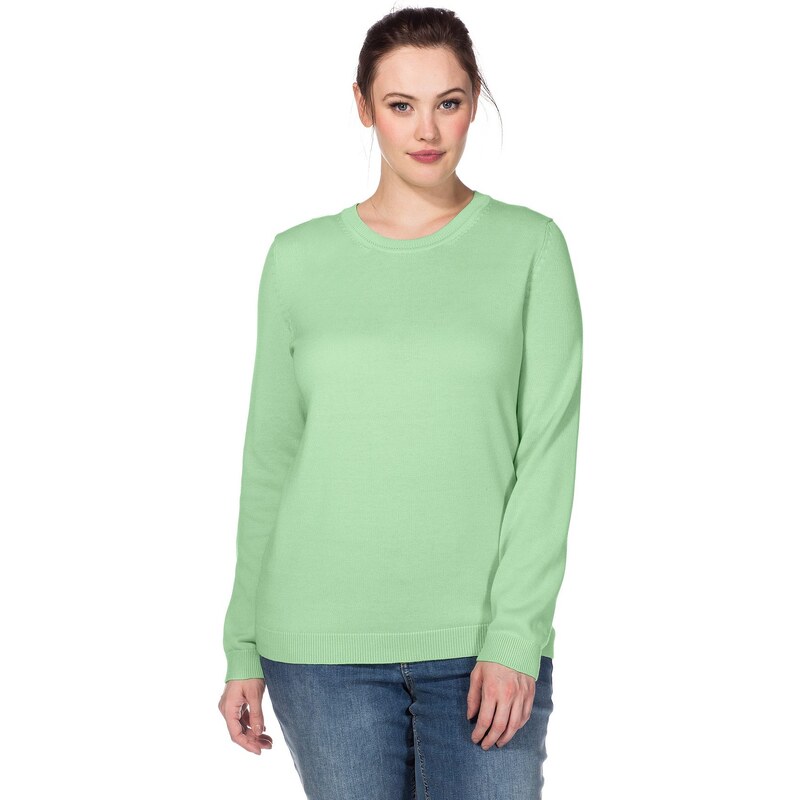 Große Größen: sheego Casual BASIC Pullover, apfelgrün, Gr.44/46-52/54