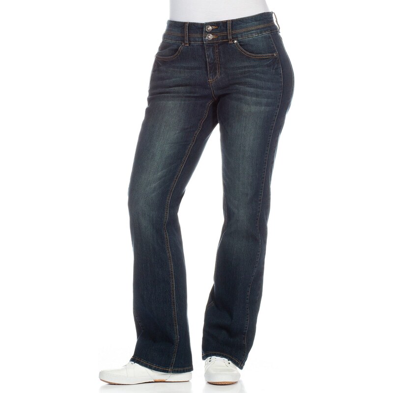 Große Größen: sheego Denim Bootcut-Stretch-Jeans, blue black used, Gr.40-58