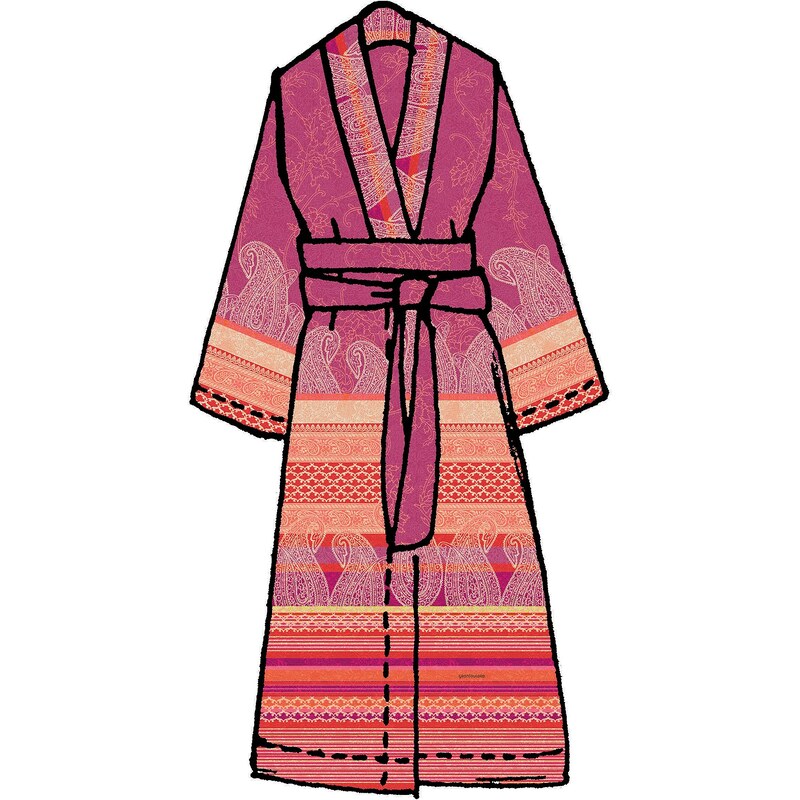 Große Größen: Kimono, Bassetti, »Tiziano«, mit verschiedenen Mustern, rot, Gr.L/XL-L/XL
