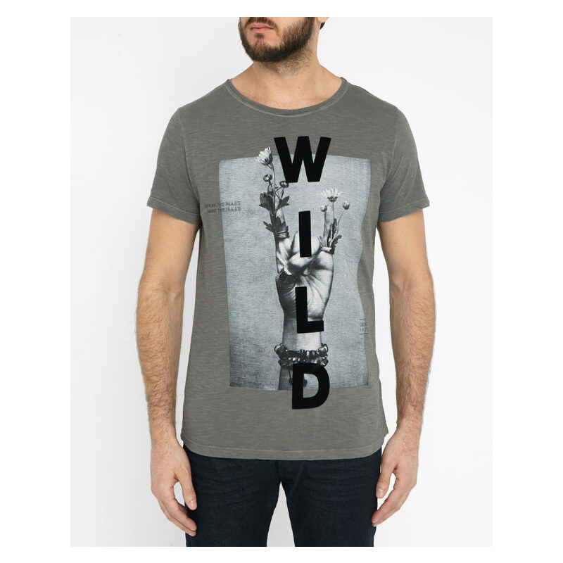 DIESEL T-Shirt mit Rundhalsausschnitt in grauem Flamégarn Wild T-Diego