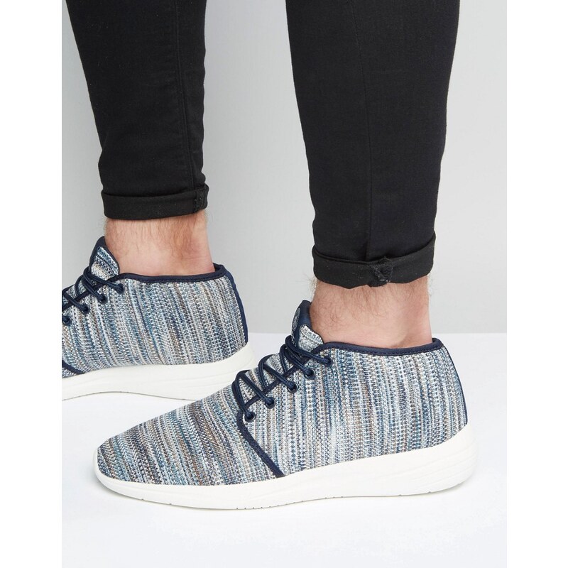 Pull&Bear - Sneaker mit Streifen in Strickoptik, blau - Grau