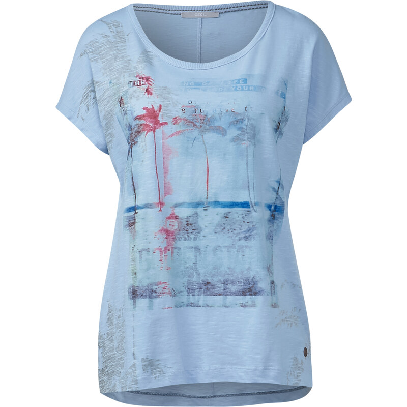 Cecil T-Shirt mit Beachprint - arctic blue, Herren