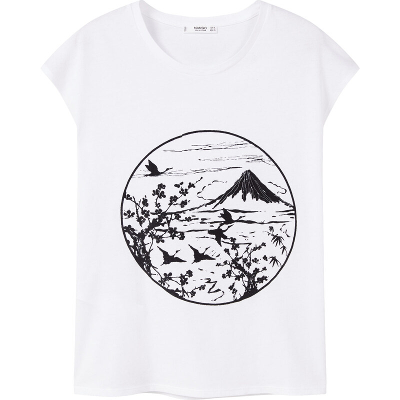 MANGO Baumwoll-T-Shirt Mit Bildaufdruck