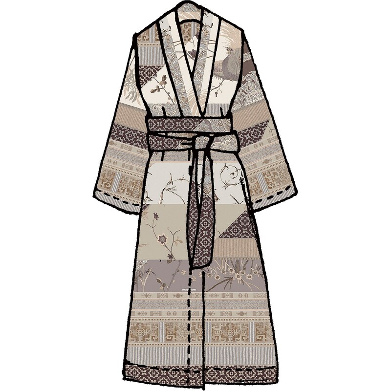 Große Größen: Kimono, Bassetti, »Grancollage«, im Mustermix, braun, Gr.L-XL-L-XL