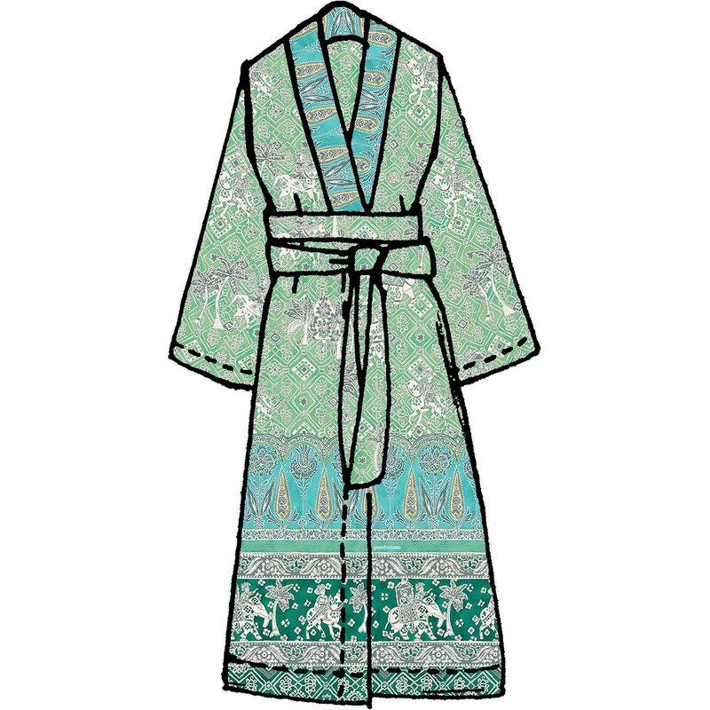 Große Größen: Kimono, Bassetti, »Jasmine«, mit orientalischen Motiven, grün, Gr.L/XL-L/XL