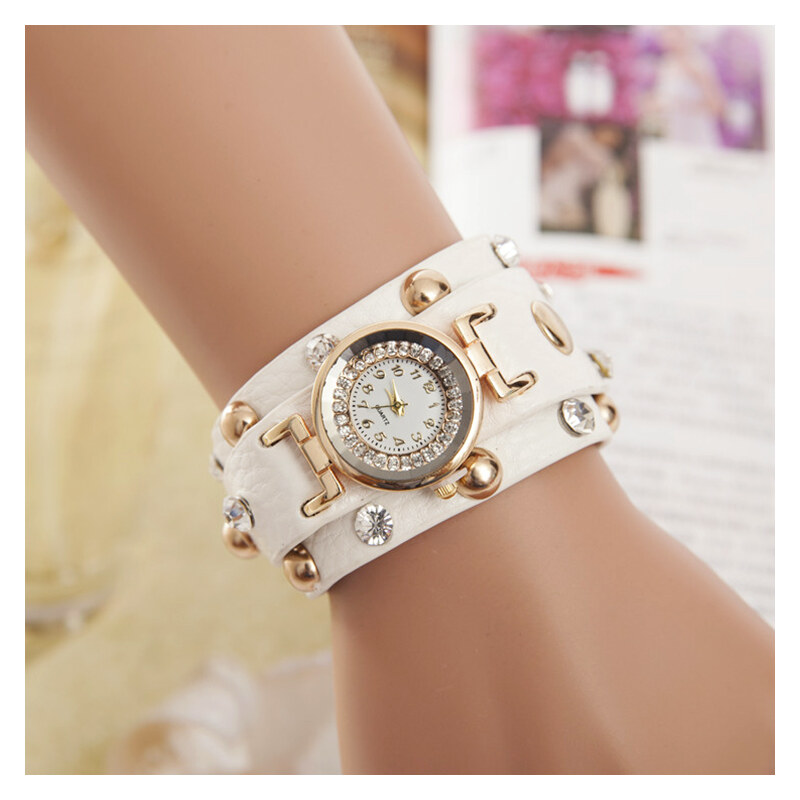 Lesara Armbanduhr mit Strass-Zifferblatt - Weiß