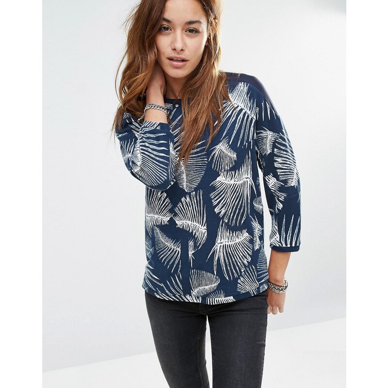 G-Star - Sweatshirt mit Fischgräten-Print - Blau
