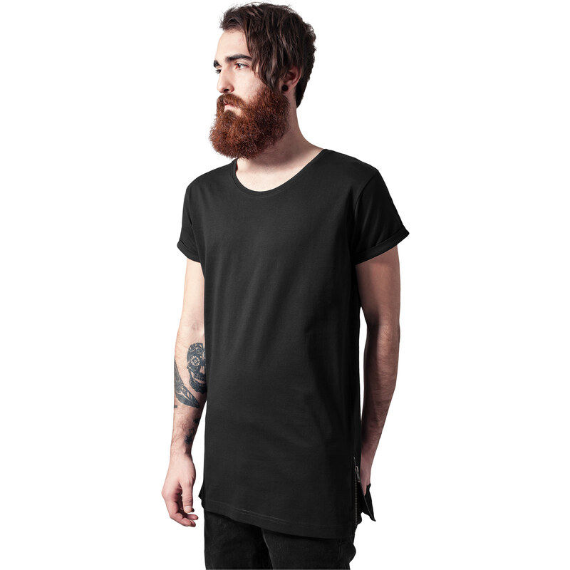 Urban Classics Long Shaped Side Zip T-Shirts T-Shirt black