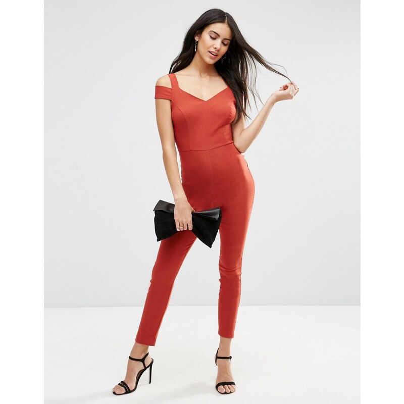 ASOS - Sculpt Me - Overall mit sexy Schulteraussparung - Rot