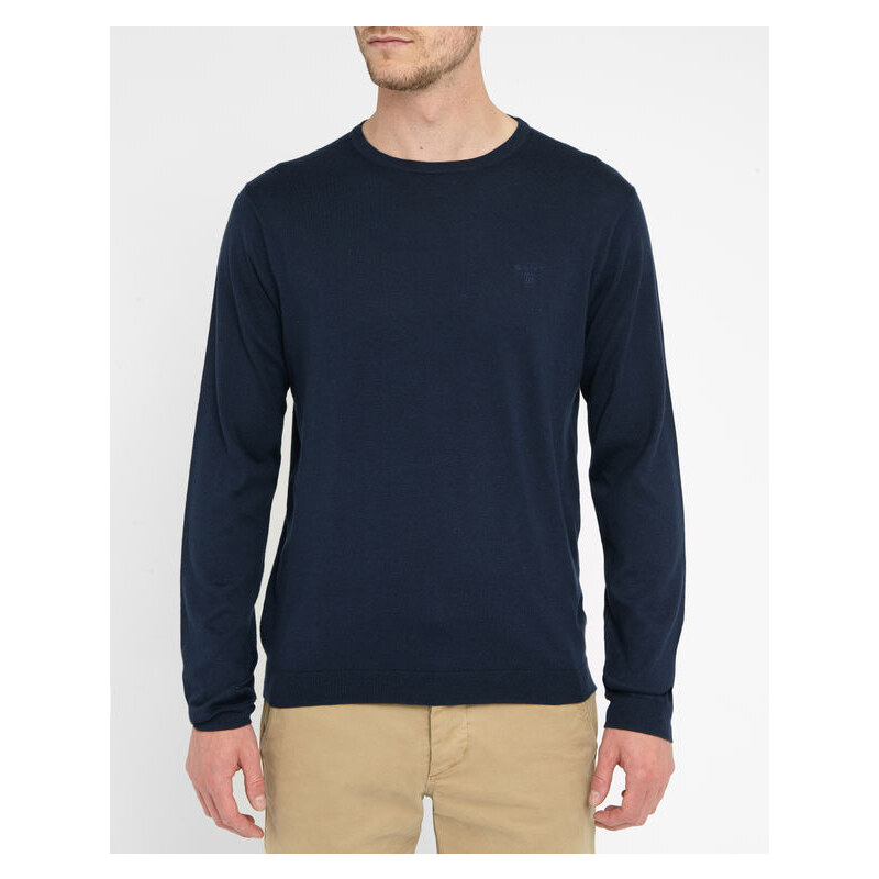 GANT Feiner Pullover aus Baumwolle und Seide in Marineblau