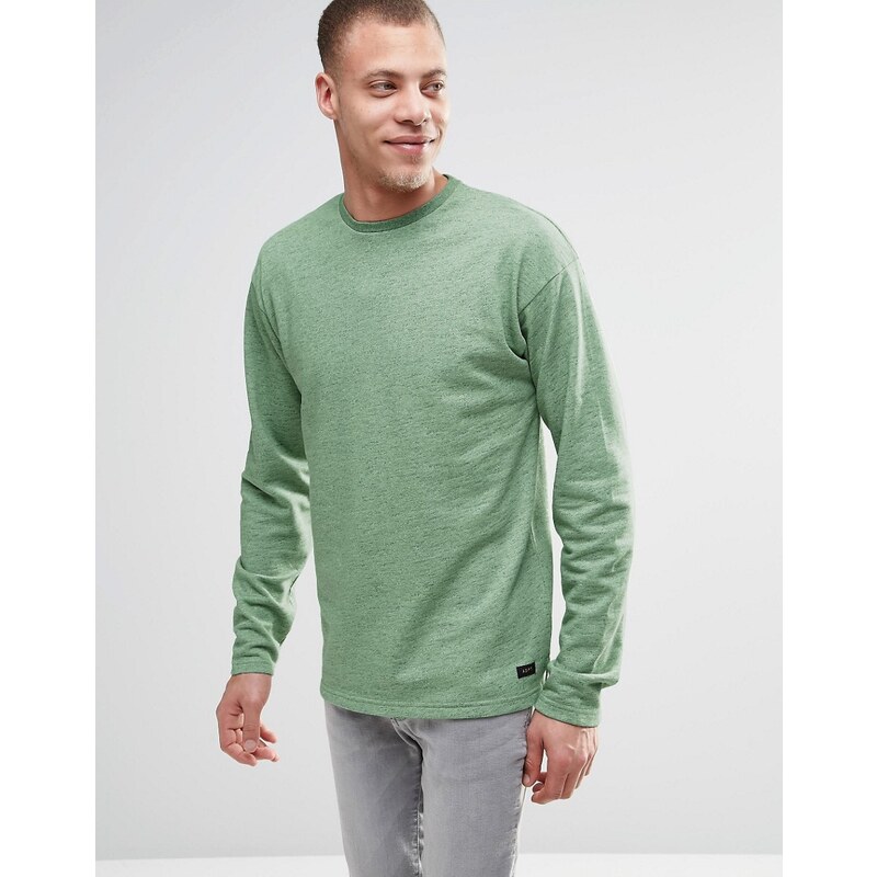 ADPT - Melierter Pullover mit Rundhalsausschnitt und geschlitztem Saum - Grün