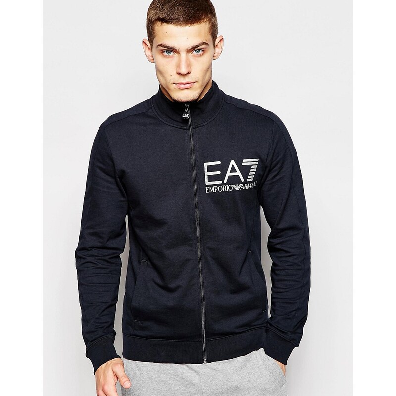 Emporio Armani - EA7 - Sweatshirt mit Reißverschluss und großem Logoprint auf der Brust - Marineblau