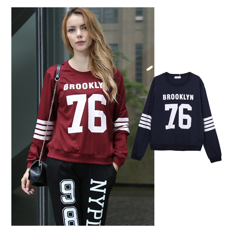 Lesara Sweater Brooklyn 76 - Dunkelrot - XL
