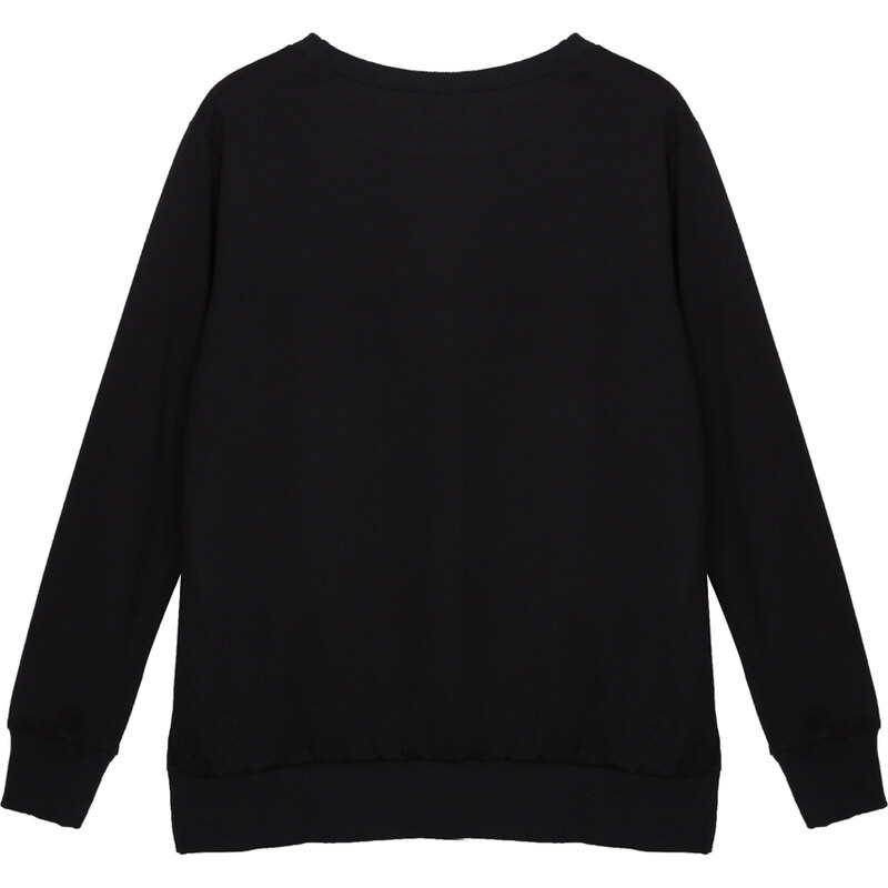 Lesara Unifarbener Sweater mit verlängertem Rückenteil - Schwarz - S
