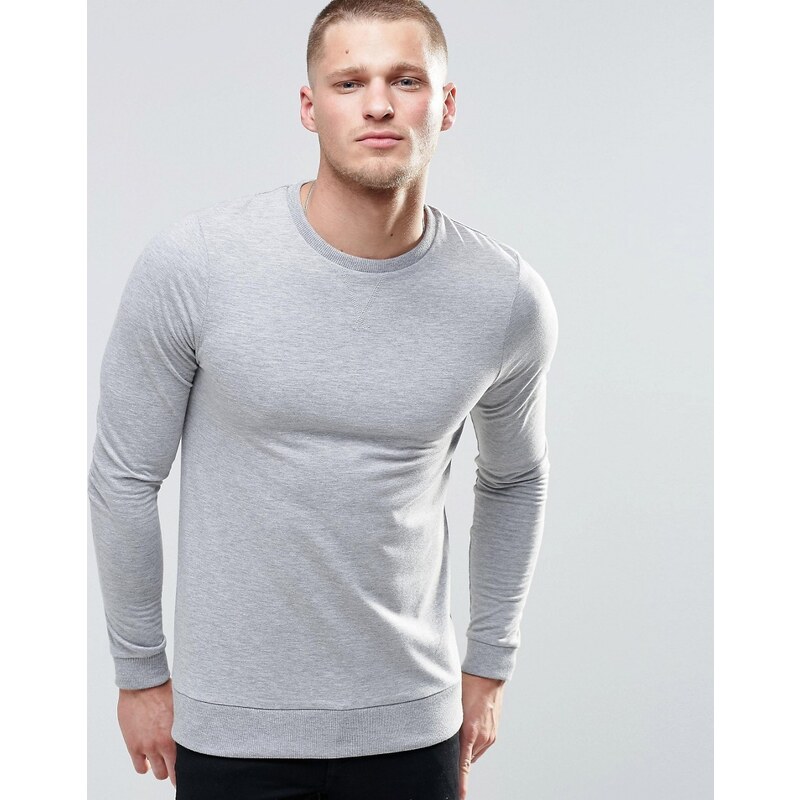 ASOS - Leichtes Muskel-Sweatshirt, grau meliert - Grau