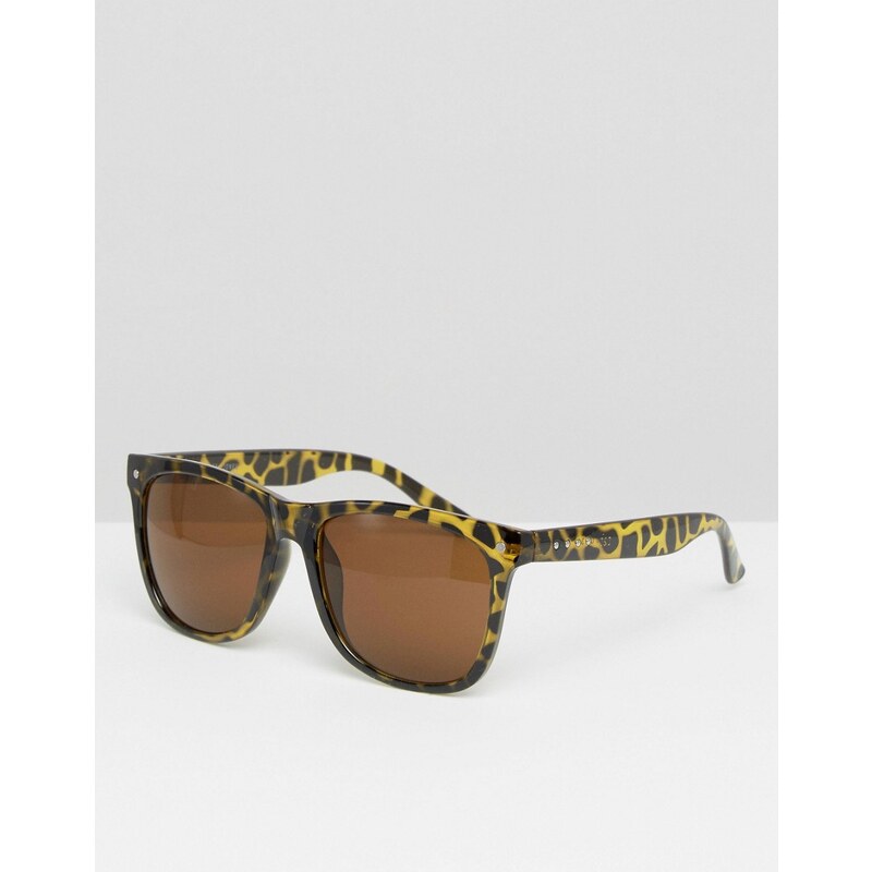 Jack & Jones - Eckige Sonnenbrille mit Leopardenmuster - Schwarz