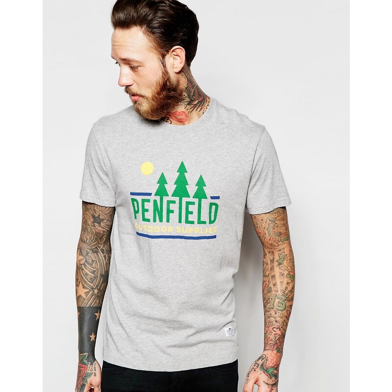 Penfield - Graues T-Shirt mit Baumsilhouetten - Grau