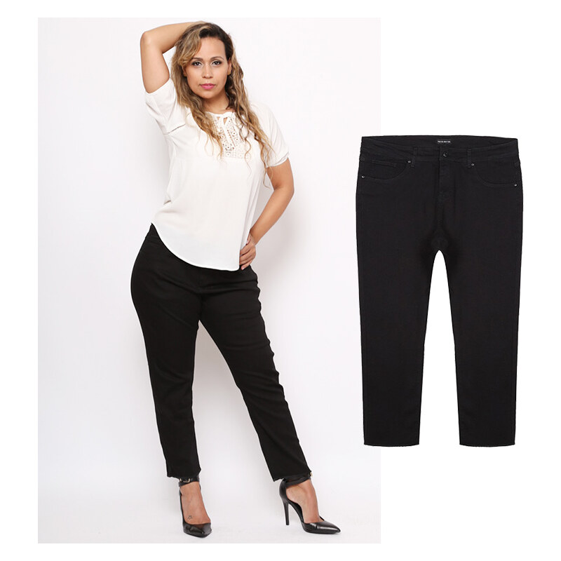 Lesara Slim Fit-Jeans mit offenen Kanten am Beinabschluss - 46