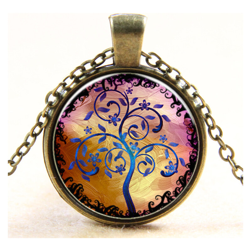 Lesara Halskette mit Medaillon Lebensbaum - Violett