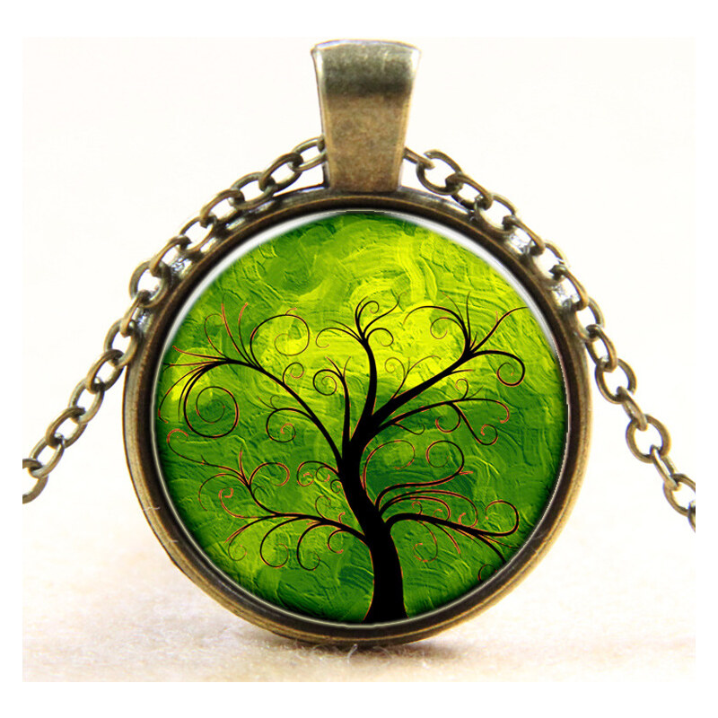 Lesara Halskette mit Medaillon Lebensbaum - Grün