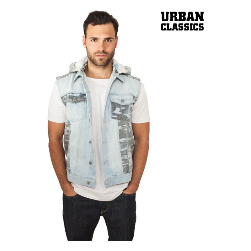 Urban Classics Jeansweste mit Camouflage-Details - S